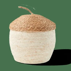 ALVIN Panier De Rangement Avec Couvercle Brun, Naturel
