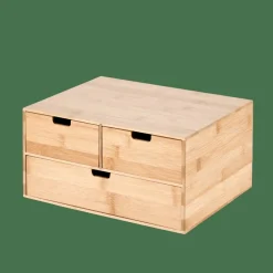 BAMBOO Armoire De Rangement 3 Tiroirs Naturel