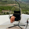 BAZAI Chaise Suspendue Avec Support Noir
