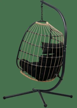 BAZAI Chaise Suspendue Avec Support Noir