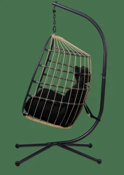 BAZAI Chaise Suspendue Avec Support Noir