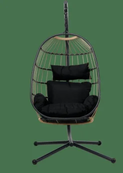 BAZAI Chaise Suspendue Avec Support Noir