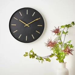 BLACK Horloge Murale Noir