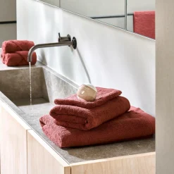 B-LUX Gants De Toilette Set De 2 Rouge