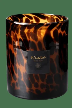 ESCAPE BLACK OUDH Bougie Parfumée Dans Un Verre Noir, Brun, Ocre