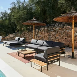 HANNA Chaise Longue Teck Noir