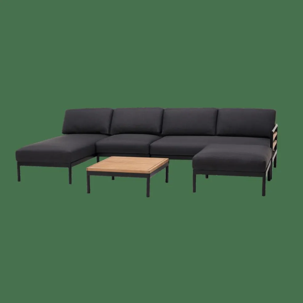 HANNA Lounge Teck Fauteuil Noir