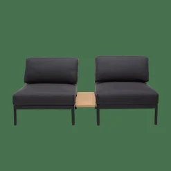 HANNA Lounge Teck Table D'appoint Noir, Naturel