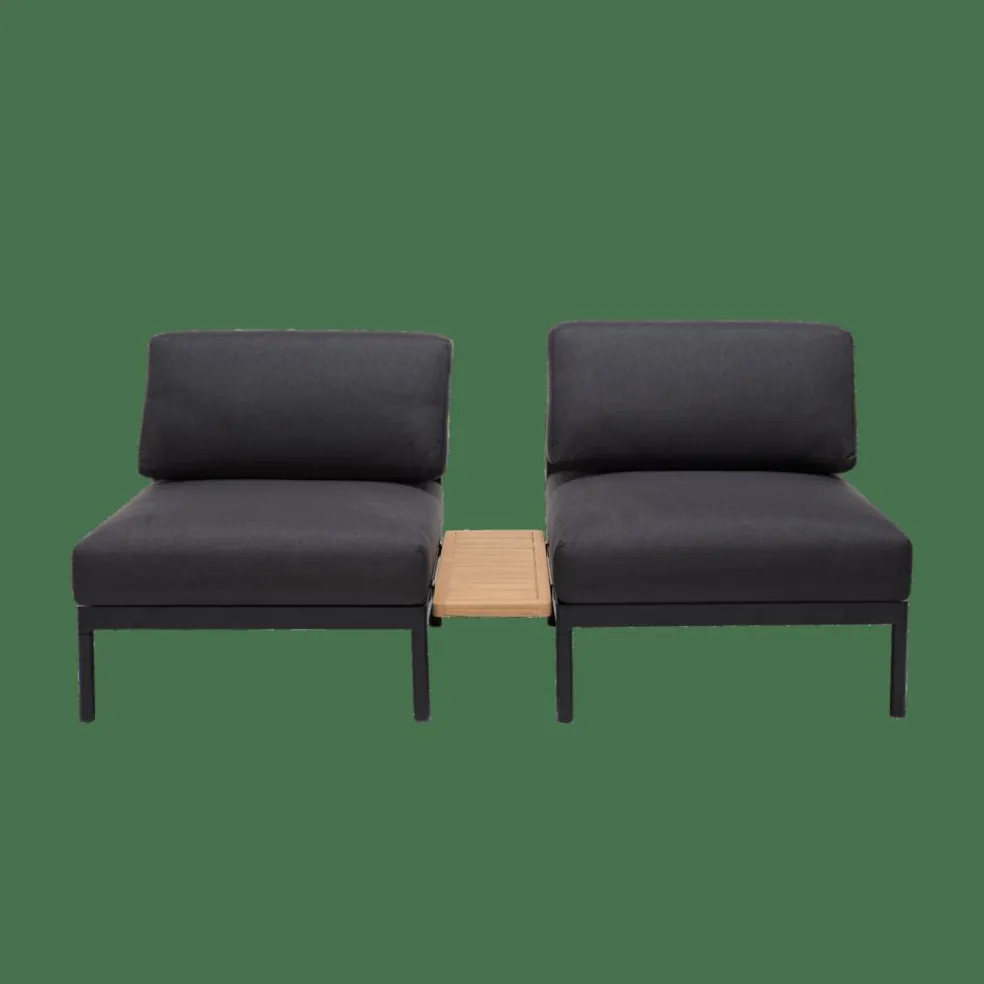 HANNA Lounge Teck Table D'appoint Noir, Naturel