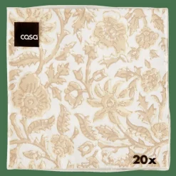HENNA FLOWER Set De 20 Serviettes Rouge, Beige