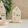 HOME Porte-bougie Chauffe-plat Blanc, Naturel