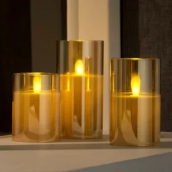 ION Bougies LED Set De 3 Ambre