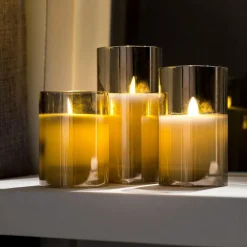 ION Bougies LED Set De 3 Gris