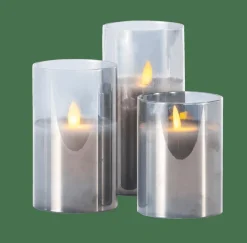 ION Bougies LED Set De 3 Gris