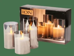 ION Bougies LED Set De 3 Gris