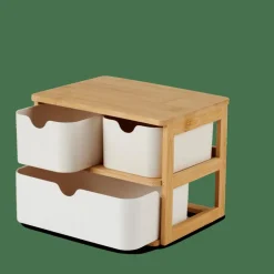 KONDO Organisateur 3 Tiroirs Blanc, Naturel