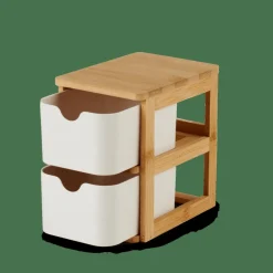 KONDO Organisateur 2 Tiroirs Blanc, Naturel