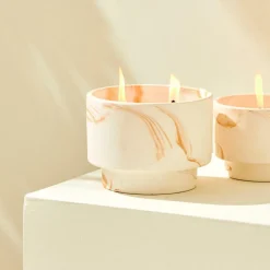 MARBLE Bougies D'extérieur Blanc, Orange
