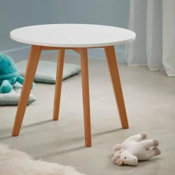 MATHIAS Table Pour Enfants Blanc, Naturel