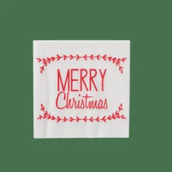 MERRY CHRISTMAS Set De 20 Serviettes Rouge