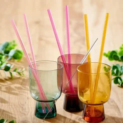 SLURP Paille Réutilisable Set De 6 Mélange De 3 Couleurs Orange, Mauve, Rose