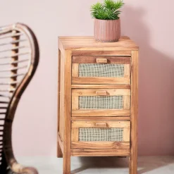 TECK Armoire à 3 Tiroirs Naturel