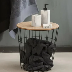 WIRE Table D'appoint Noir, Naturel