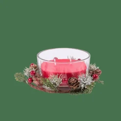 XMAS Bougie Avec Déco Rouge