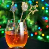 X-MAS Bâtonnets à Cocktail Set De 12 Mélange De 3 Formes Doré, Transparent